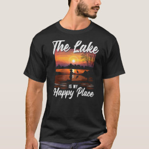 Camiseta Sup Paddleboard El Lago Es Mi Lugar Feliz Chica Su