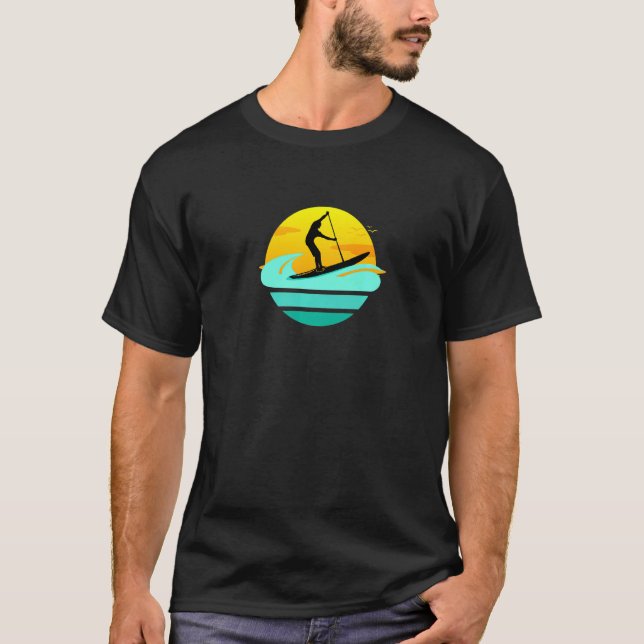 Camiseta Sup Stand Up Paddling Water Sports Man Waves Retro (Anverso)