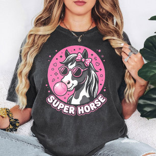 Camiseta Super Caballo Con Chicle Y Gafas De Sol Rosas