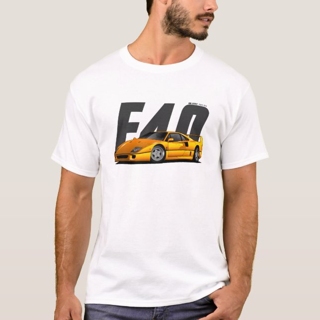 Camiseta Super Coche deportivo amarillo Retro F40 F-40 (Anverso)