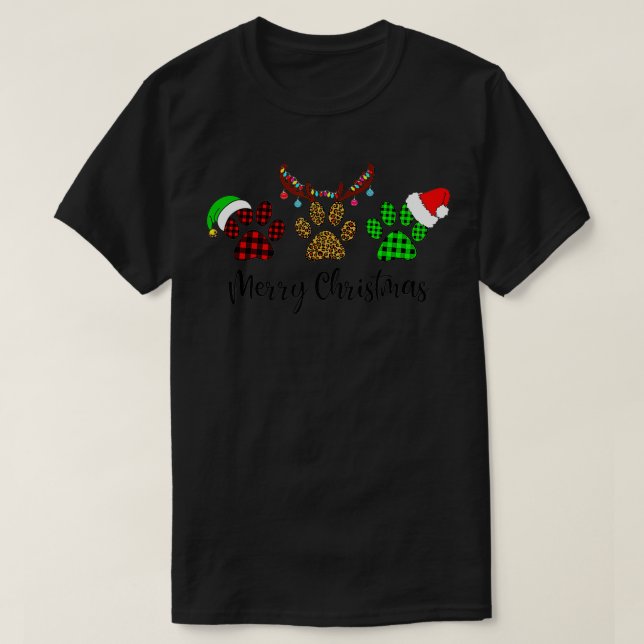 Camiseta Super Cute Dog Paws Foot Print Christmas Dog Lover (Diseño del anverso)