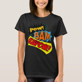 Camiseta Super Hero Comic Book Onomatopoeia. ¡Pum! Bam Kapo
