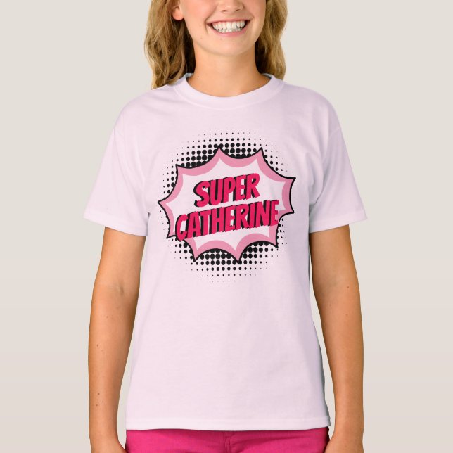 Camiseta Super Hero Comic Book Style Girly Pink (Anverso)