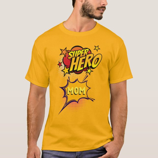 Camiseta Super Hero Mamá Estilo Cómic (Anverso)