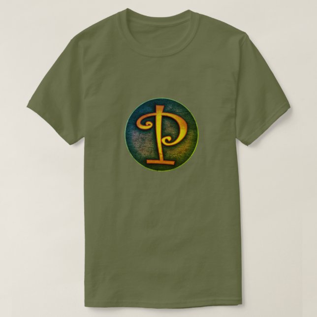 Camiseta Super Hero "P" Insignia (Diseño del anverso)