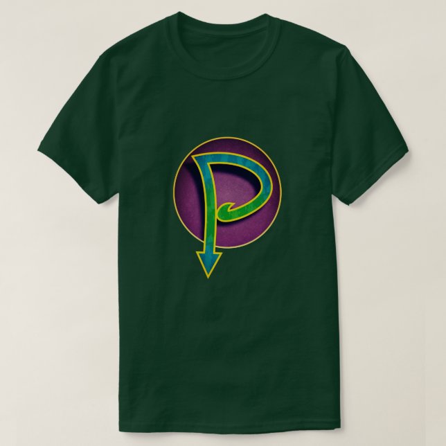 Camiseta Super Hero "P" Insignia (Diseño del anverso)