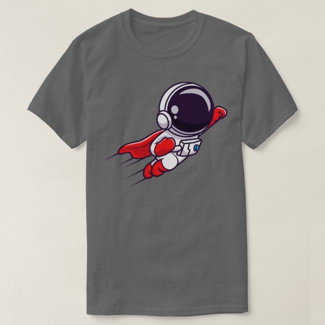 Camiseta Super héroe astronauta lindo volando (Diseño del anverso)