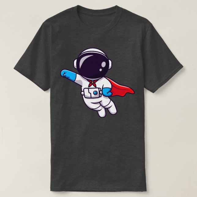 Camiseta Super héroe astronauta lindo volando 1 (Diseño del anverso)