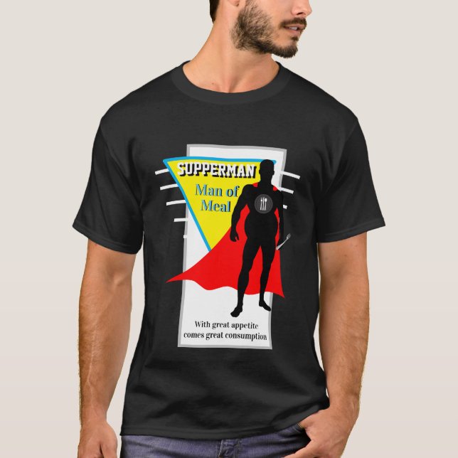 Camiseta Súper Héroe de Novedad divertida HOMBRE DE COMIDA (Anverso)