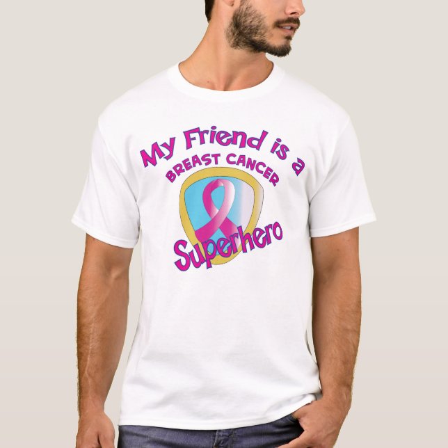 Camiseta Super héroe del cáncer de pecho del amigo (Anverso)
