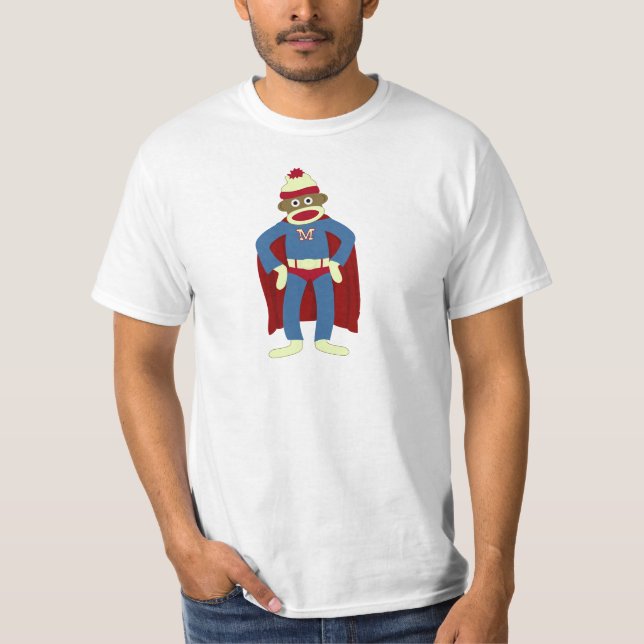 Camiseta Super héroe del mono del calcetín (Anverso)