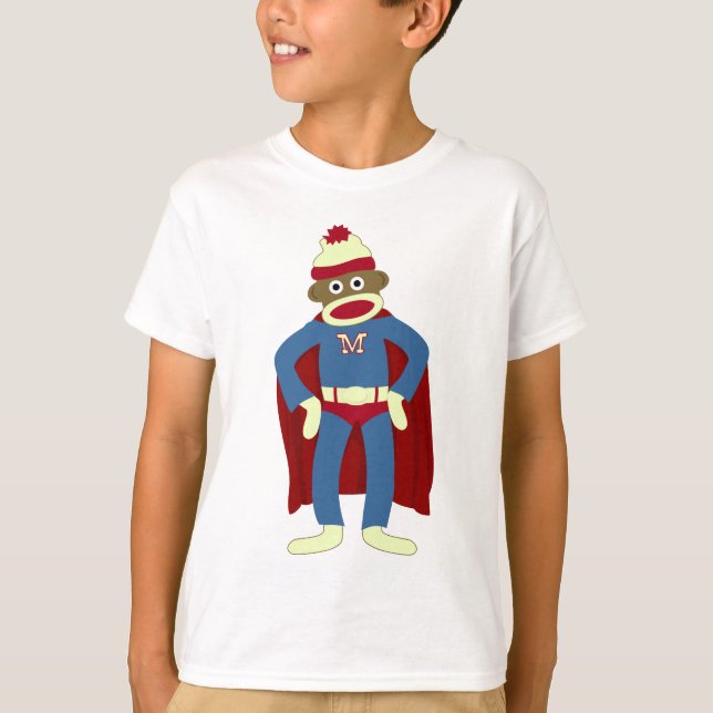Camiseta Super héroe del mono del calcetín (Anverso)