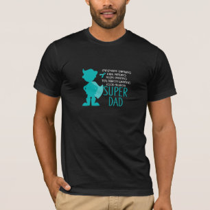Camiseta Super héroe verde azulado de la silueta del papá