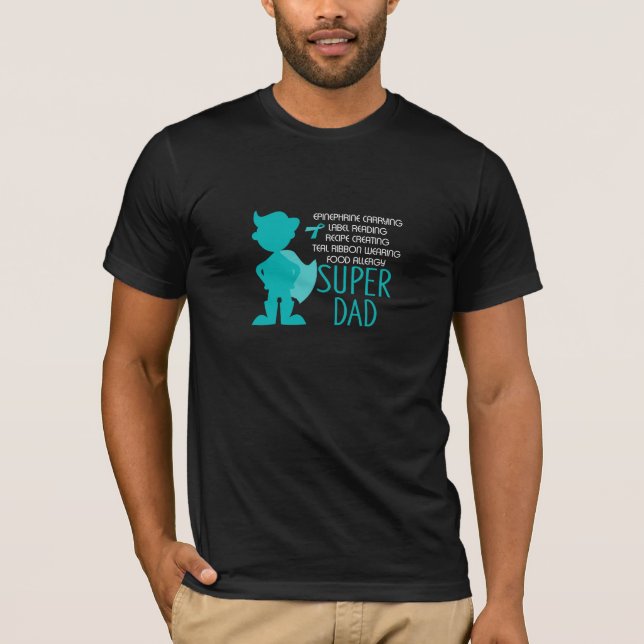 Camiseta Super héroe verde azulado de la silueta del papá (Anverso)