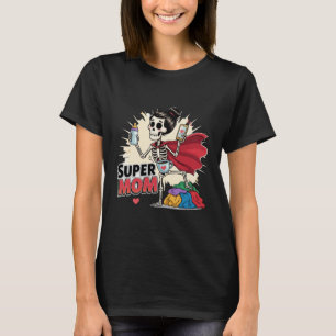 Camiseta Super Mamá Esqueleto Retro Divertido Día de la Mad