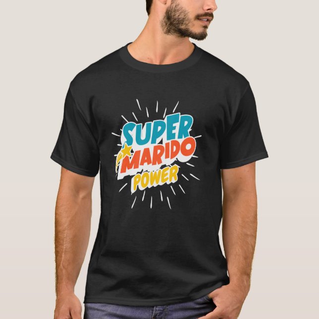 Camiseta Super Marido Poder Español Marido Divertido Héroe (Anverso)