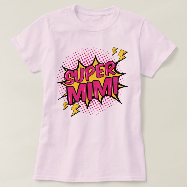 Camiseta Súper Mimi Cómic Superhéroe (Diseño del anverso)