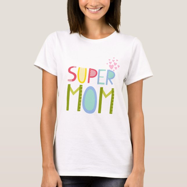 Camiseta SUPER MOM Navidades de cumpleaños del día de la ma (Anverso)