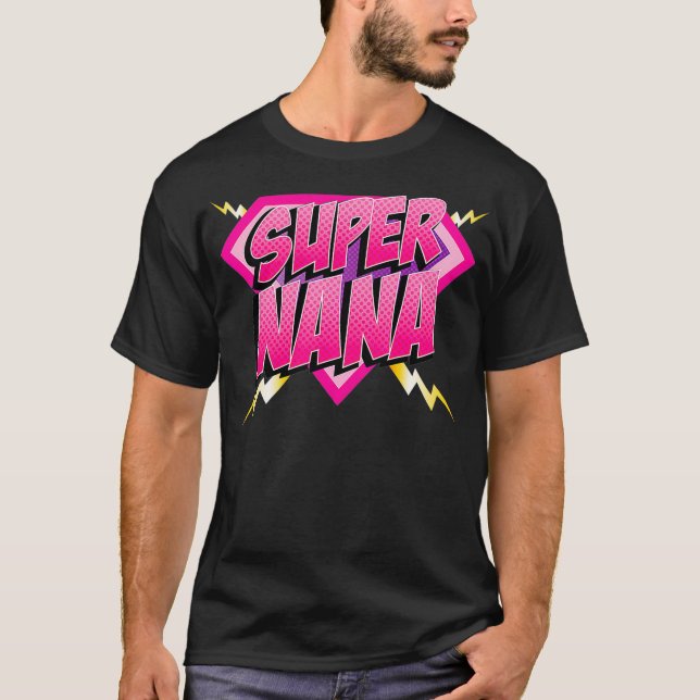 Camiseta Super Nana Superheroína Abuela libro de historieta (Anverso)