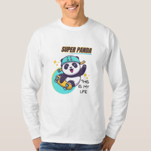 Camiseta Super Panda Skateboarding Larga Manga