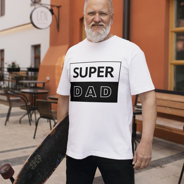 Camiseta Super Papá | Papá Blanco Y Negro (Subido por el creador)