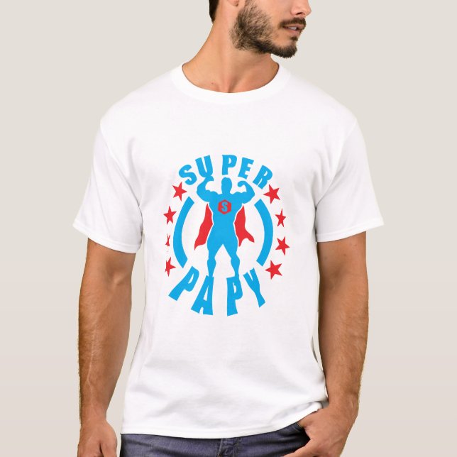 Camiseta super papy muscle bodybuilder cape heros (Anverso)