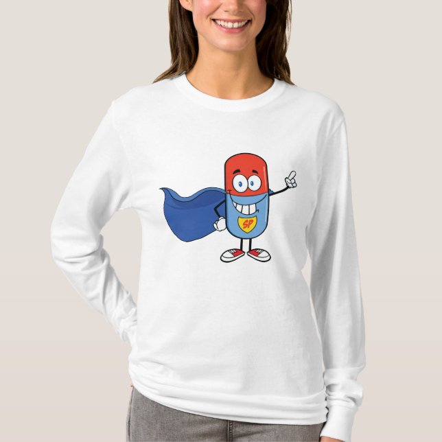 Camiseta Super Pill Cartoon Hero Character (Anverso)