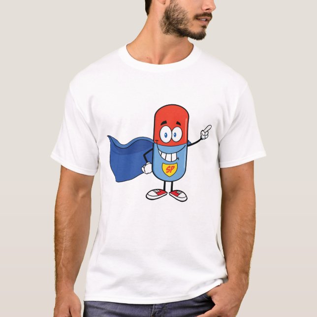 Camiseta Super Pill Cartoon Hero Character (Anverso)