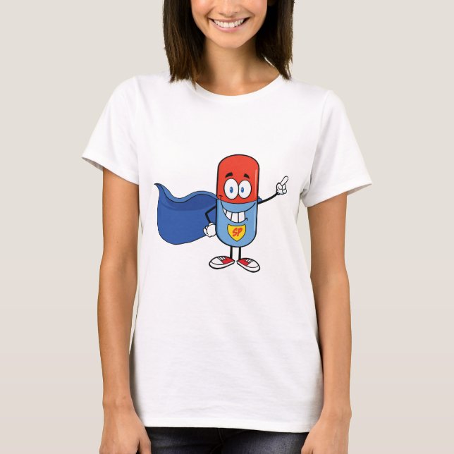 Camiseta Super Pill Cartoon Hero Character (Anverso)