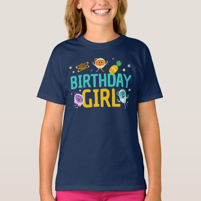 Camiseta Super Simple | Bumble Nums Space Birday Chica (Anverso)