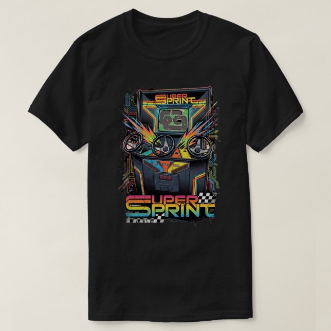Camiseta Super Sprint Arcade de los 80 (Diseño del anverso)