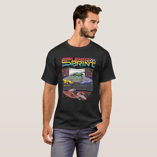 Camiseta Super Sprint arcade retro (Anverso completo)