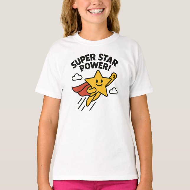 Camiseta Super Star Power Cute Yellow Hero Design (Anverso)