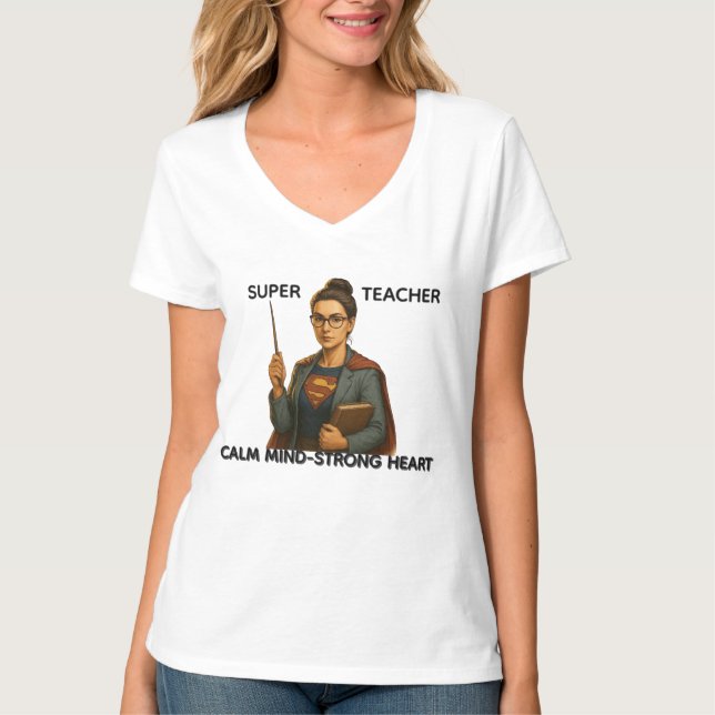Camiseta Super Teacher: Calm Mind - Strong Heart  T-shirt (Anverso)