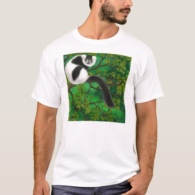 Camiseta superada blanco y negro del Lemur (Anverso)