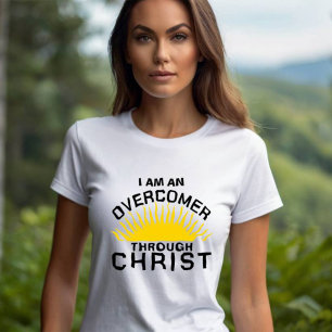 Camiseta Superador a través de Cristo Afirmación Positiva