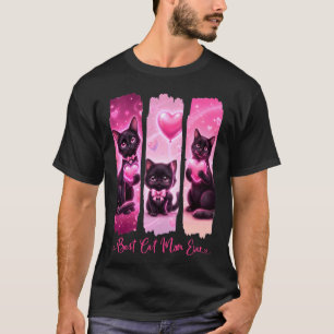 Camiseta supergatitos negros con Corazones Rosas Aman Mejor
