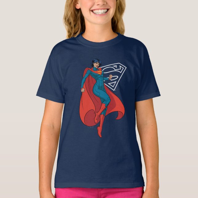 Camiseta Supergirl abusando de un traje azul (Anverso)