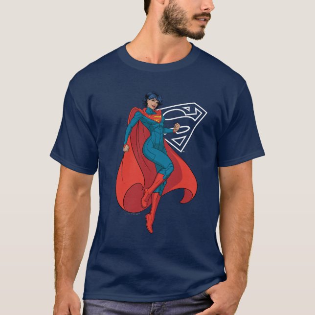 Camiseta Supergirl abusando de un traje azul (Anverso)