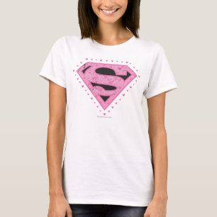 Camiseta Supergirl apenó negro y rosa del logotipo