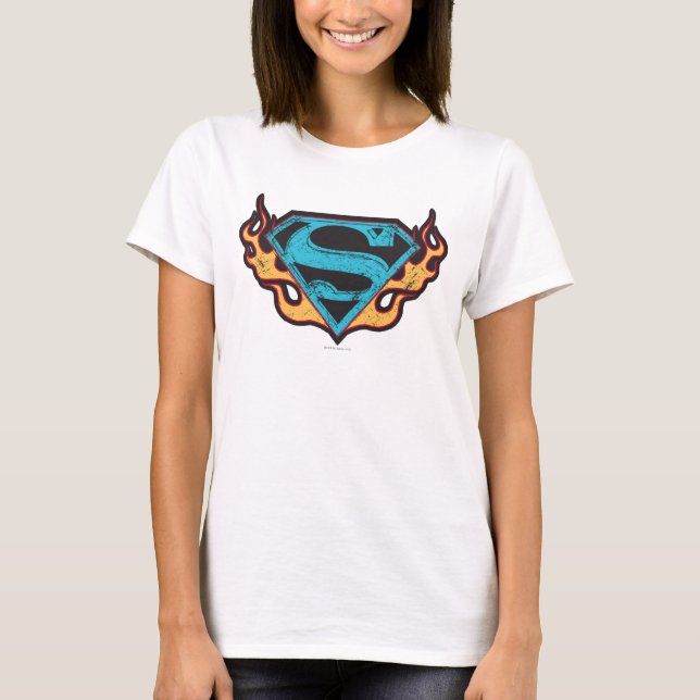 Camiseta Supergirl Blue Logo with Flames (Anverso)