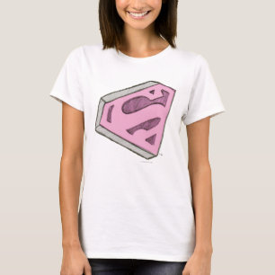 Camiseta Supergirl bosquejó el logotipo rosado