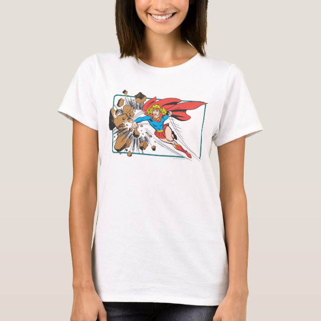 Camiseta Supergirl Destroys Boulder (Anverso)