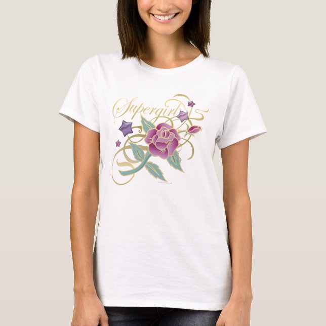 Camiseta Supergirl Fancy Rosas (Anverso)