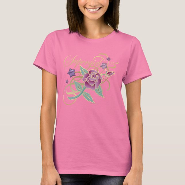 Camiseta Supergirl Fancy Rosas (Anverso)