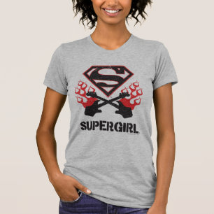 Camiseta Supergirl Logo Black Flaming Guitars