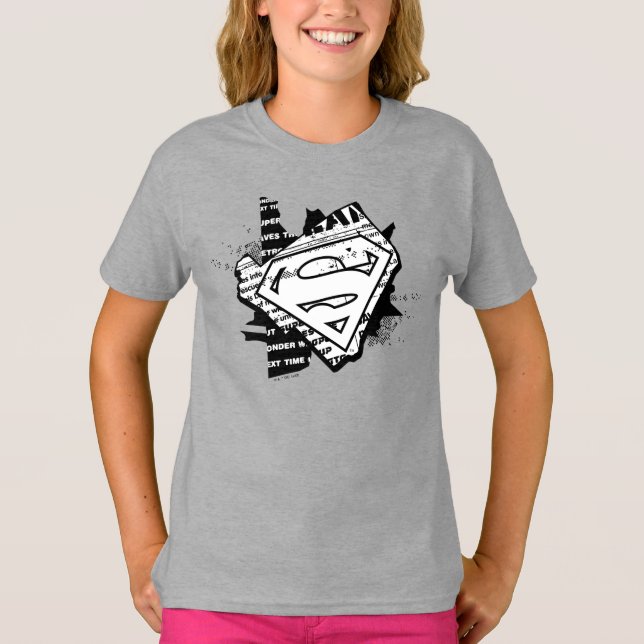 Camiseta Supergirl Newsprint S-Shield (Anverso)