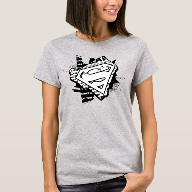 Camiseta Supergirl Newsprint S-Shield (Anverso)