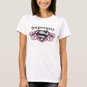 Camiseta Supergirl Pin Strips Black and Pink