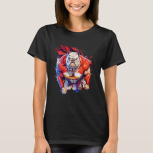 Camiseta Superhéroe Bulldog Red Cape Super Hero Dog